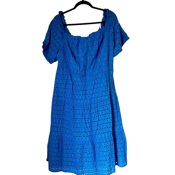 Lane Bryant Off the Shoulder Blue Eyelet Women's Dress Size 24 - Picture 1 of 8